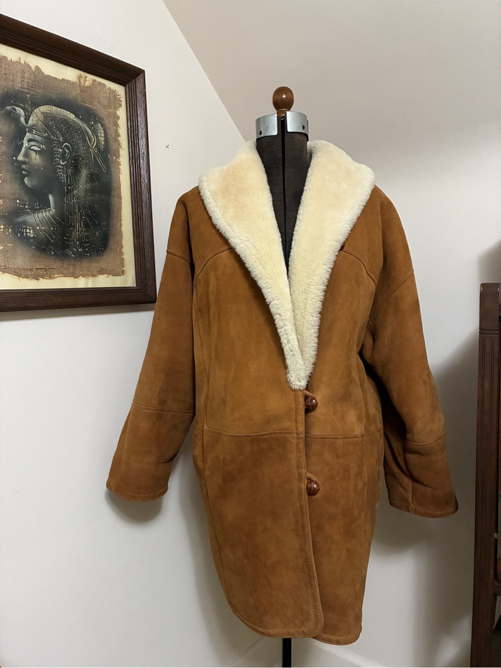 Rare! Vintage Saks Fifth Avenue Shearling Leather Coat - Picture 2 of 15